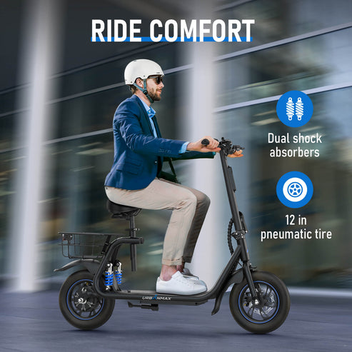 Urbanmax C1 pro Electric Scooter for Adults with Seat & Carry Basket